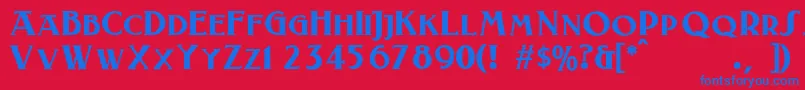 Laconick Font – Blue Fonts on Red Background