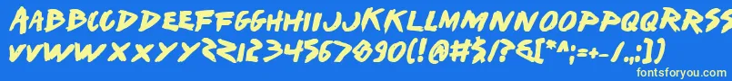 Iwantb Font – Yellow Fonts on Blue Background