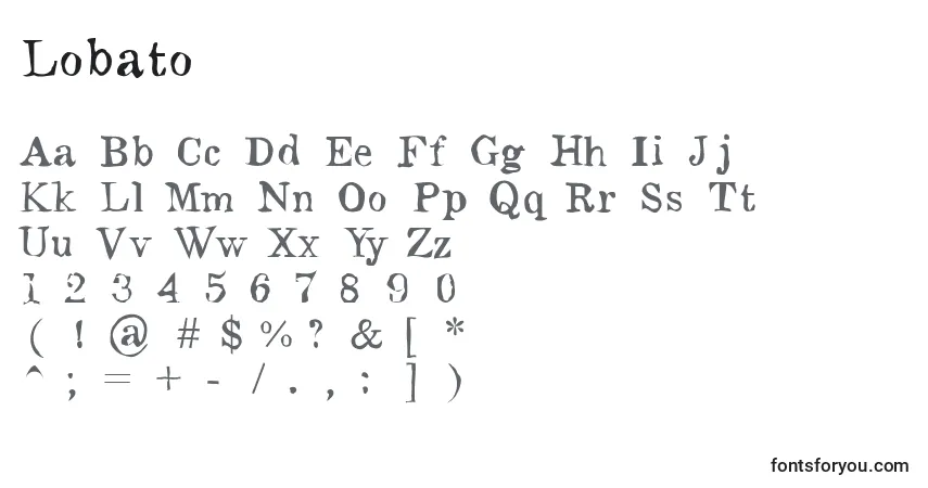 A fonte Lobato – alfabeto, números, caracteres especiais