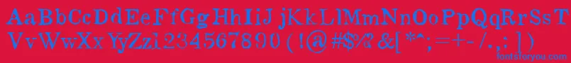 フォントLobato – 赤い背景に青い文字