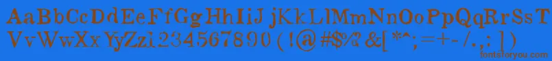 フォントLobato – 茶色の文字が青い背景にあります。