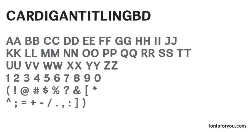 A fonte CardiganTitlingBd – alfabeto, números, caracteres especiais