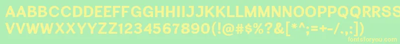 フォントCardiganTitlingBd – 黄色の文字が緑の背景にあります
