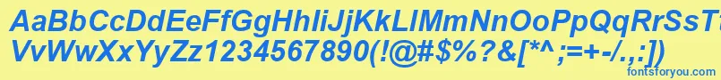 ArialCeBoldItalic Font – Blue Fonts on Yellow Background