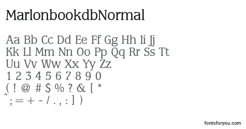 A fonte MarlonbookdbNormal – alfabeto, números, caracteres especiais