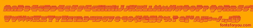 Balastaragchromeital-Schriftart – Rote Schriften auf orangefarbenem Hintergrund