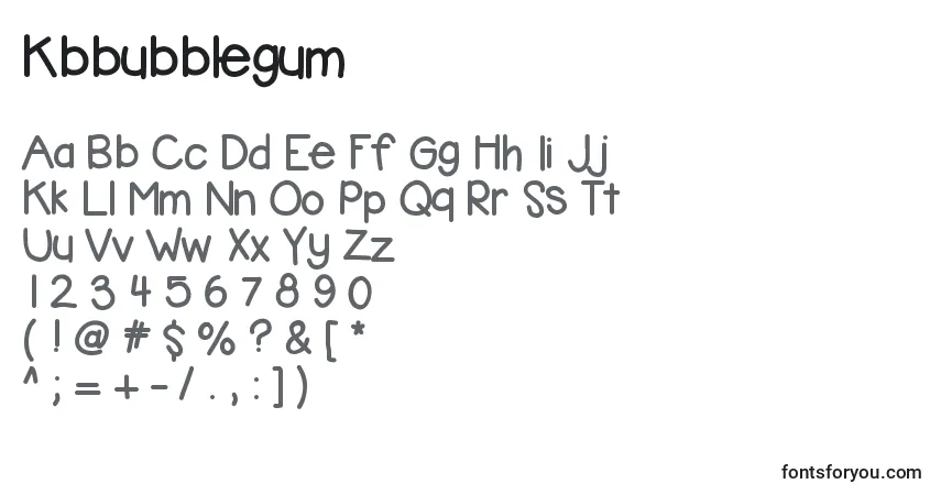 Schriftart Kbbubblegum – Alphabet, Zahlen, spezielle Symbole
