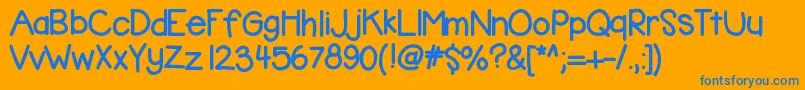 フォントKbbubblegum – オレンジの背景に青い文字