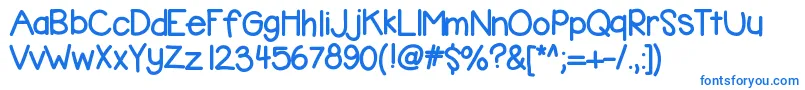 Kbbubblegum-Schriftart – Blaue Schriften auf weißem Hintergrund