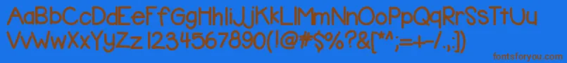Kbbubblegum-Schriftart – Braune Schriften auf blauem Hintergrund
