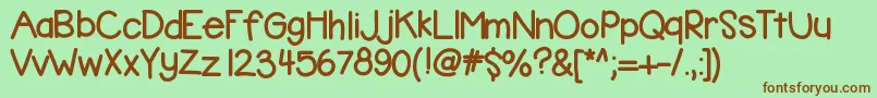 Kbbubblegum-fontti – ruskeat fontit vihreällä taustalla