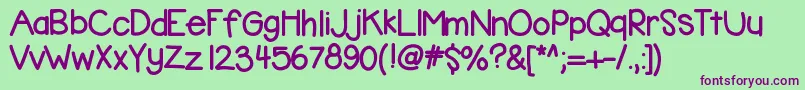Kbbubblegum-Schriftart – Violette Schriften auf grünem Hintergrund