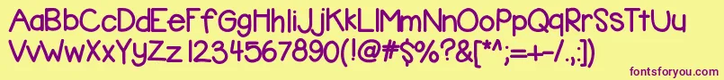 Kbbubblegum Font – Purple Fonts on Yellow Background