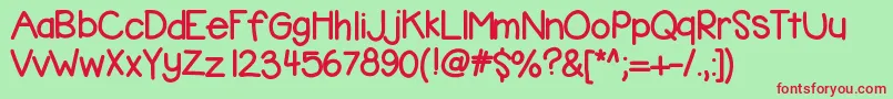 Kbbubblegum-Schriftart – Rote Schriften auf grünem Hintergrund