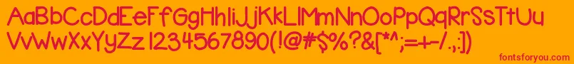 Kbbubblegum-Schriftart – Rote Schriften auf orangefarbenem Hintergrund