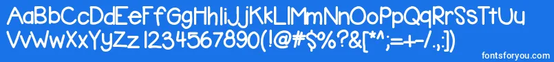 Kbbubblegum-fontti – valkoiset fontit sinisellä taustalla