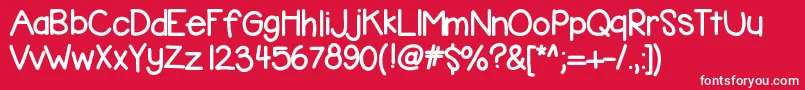 Kbbubblegum-Schriftart – Weiße Schriften auf rotem Hintergrund