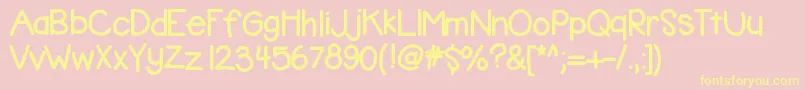 Kbbubblegum-fontti – keltaiset fontit vaaleanpunaisella taustalla