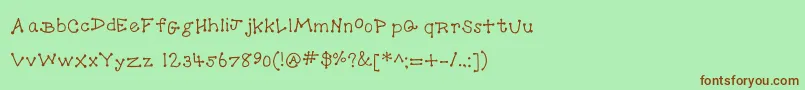 フォントDotToDot – 緑の背景に茶色のフォント