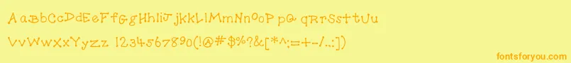DotToDot-Schriftart – Orangefarbene Schriften auf gelbem Hintergrund