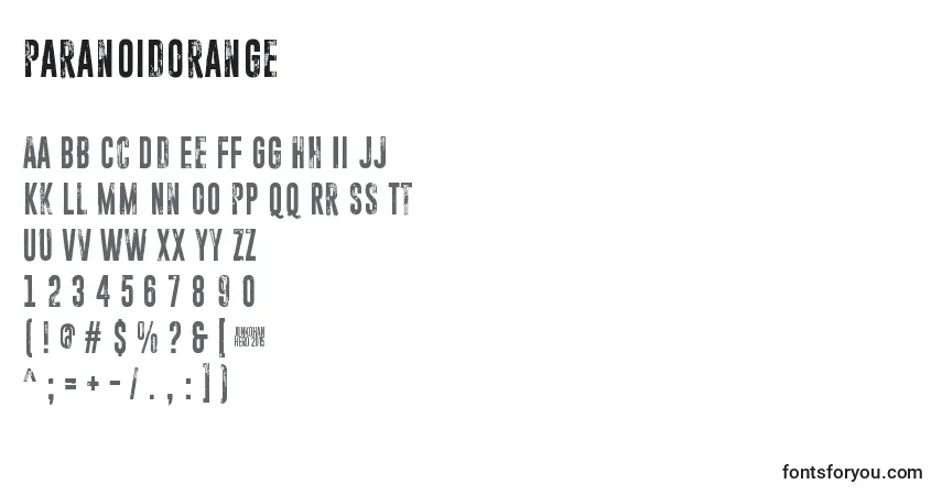 ParanoidOrange Font – alphabet, numbers, special characters