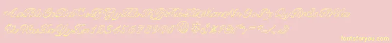 BallantinesoutlineBlackRegular-Schriftart – Gelbe Schriften auf rosa Hintergrund