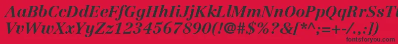 LinotypeCentennialLt76BoldItalic Font – Black Fonts on Red Background