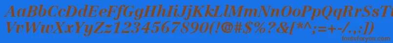 LinotypeCentennialLt76BoldItalic Font – Brown Fonts on Blue Background