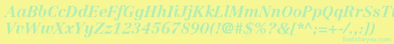 LinotypeCentennialLt76BoldItalic Font – Green Fonts on Yellow Background