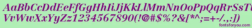 LinotypeCentennialLt76BoldItalic Font – Purple Fonts on Green Background