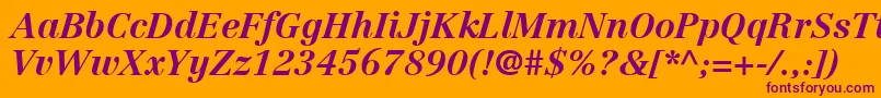 LinotypeCentennialLt76BoldItalic Font – Purple Fonts on Orange Background