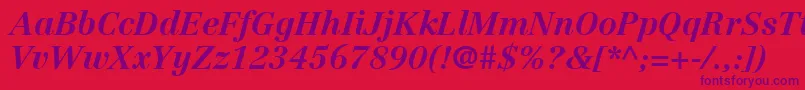 LinotypeCentennialLt76BoldItalic Font – Purple Fonts on Red Background