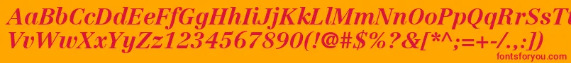 LinotypeCentennialLt76BoldItalic Font – Red Fonts on Orange Background