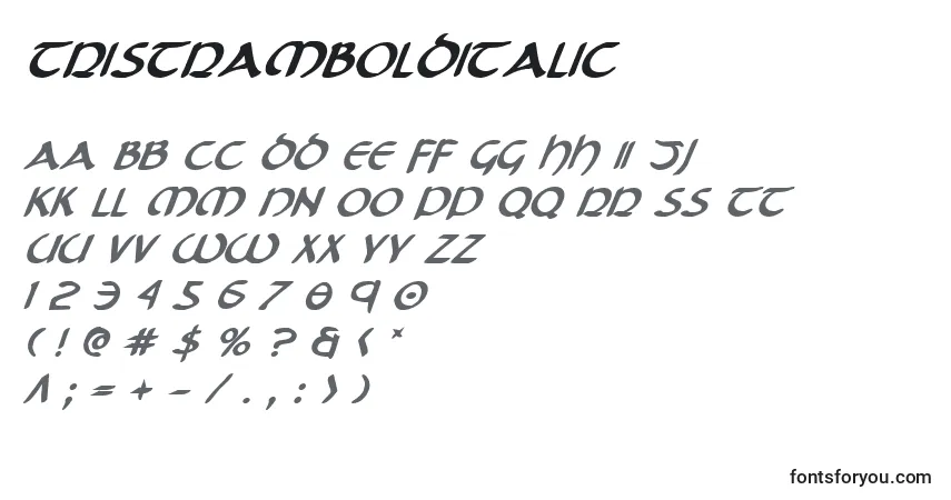TristramBoldItalic-fontti – aakkoset, numerot, erikoismerkit