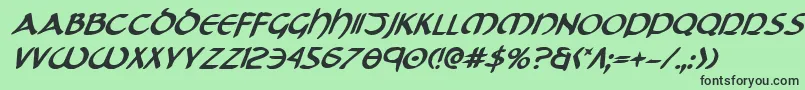 フォントTristramBoldItalic – 緑の背景に黒い文字