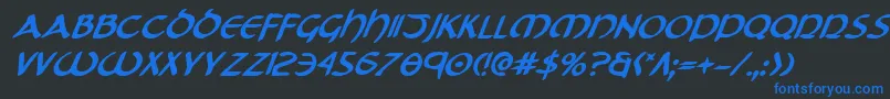 フォントTristramBoldItalic – 黒い背景に青い文字