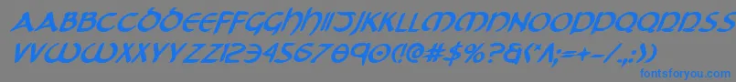 フォントTristramBoldItalic – 灰色の背景に青い文字