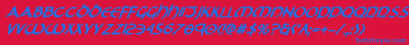 フォントTristramBoldItalic – 赤い背景に青い文字