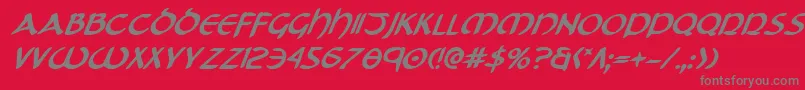 フォントTristramBoldItalic – 赤い背景に灰色の文字