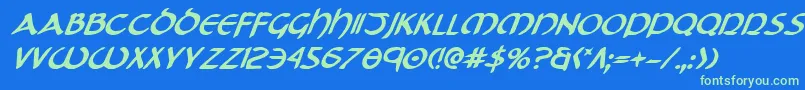 TristramBoldItalic Font – Green Fonts on Blue Background