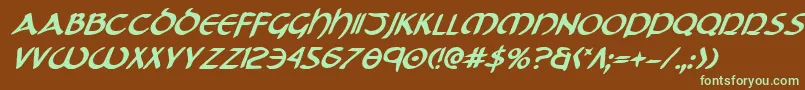 TristramBoldItalic Font – Green Fonts on Brown Background