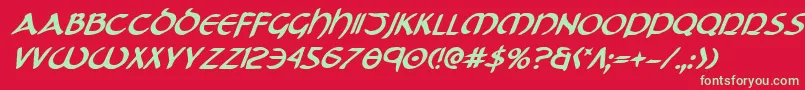 フォントTristramBoldItalic – 赤い背景に緑の文字