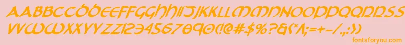 フォントTristramBoldItalic – オレンジの文字がピンクの背景にあります。