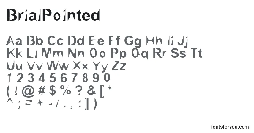 Czcionka BrialPointed – alfabet, cyfry, specjalne znaki