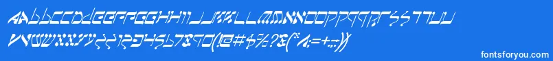 フォントJerusalemItalic – 青い背景に白い文字