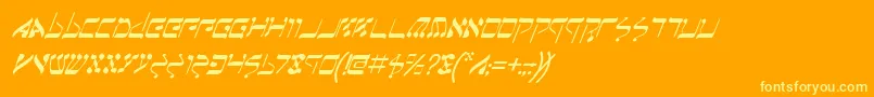 JerusalemItalic-Schriftart – Gelbe Schriften auf orangefarbenem Hintergrund