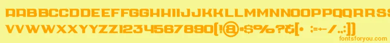 フォントCubebold – オレンジの文字が黄色の背景にあります。