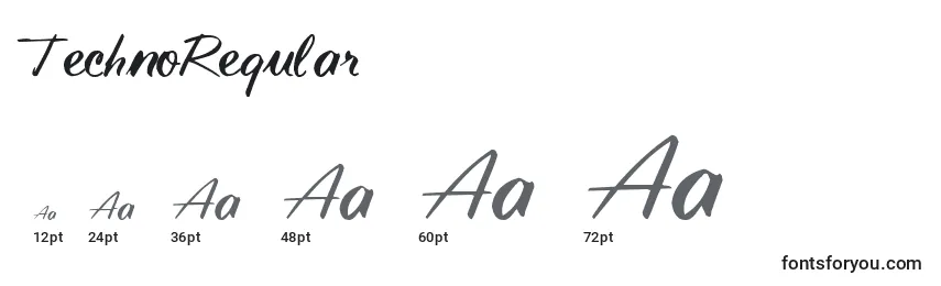 TechnoRegular Font Sizes