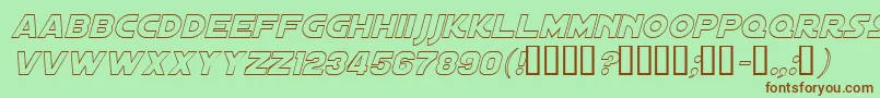 Fonte DistantGalaxyOutlineItalic – fontes marrons em um fundo verde