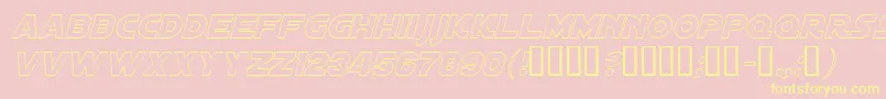 DistantGalaxyOutlineItalic-Schriftart – Gelbe Schriften auf rosa Hintergrund